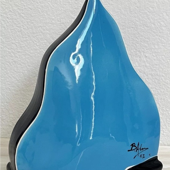 Brendan Adams Pottery Signed Clock Blue Working Triangle New Zealand Porcelain - Picture 6 of 11